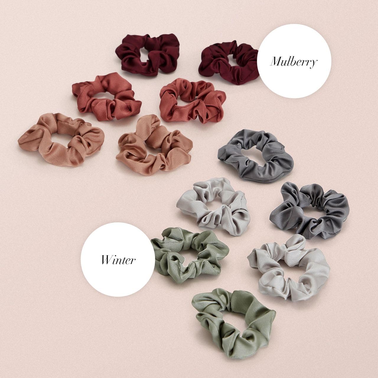 Kitsch Satin Hair Scrunchies for Women - Softer Than Silk Scrunchies for Hair | Satin Scrunchies for Girls & Stylish Satin Hair Ties for Women | Cute Satin Hair Scrunchie for Styling, 6 pcs (Winter)