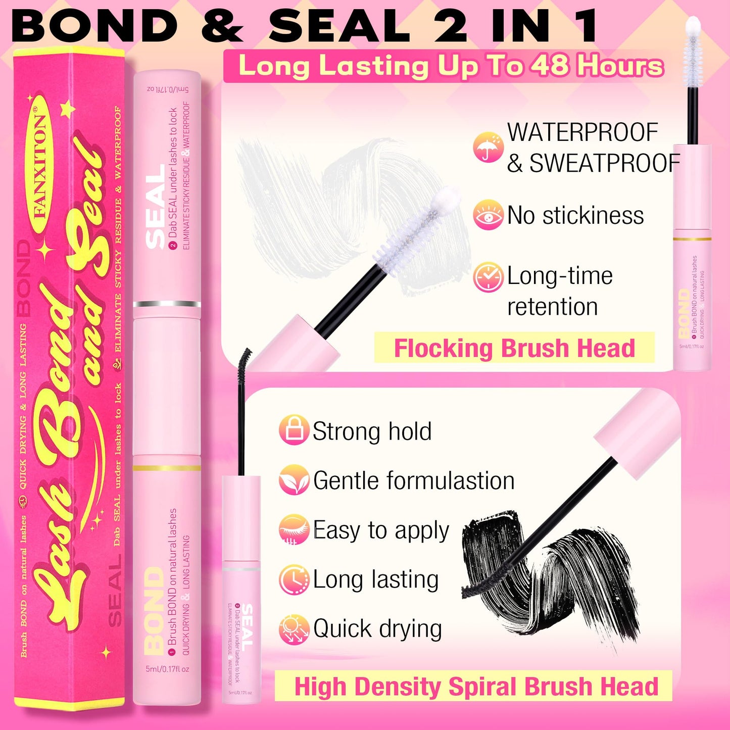 D Lash Clusters Kit Thick Lash Extension Kit Volume Lash Clusters 80D+100D+120D Eyelash Clusters Kit 10-18mm Individual Lashes with Bond and Seal by FANXITON