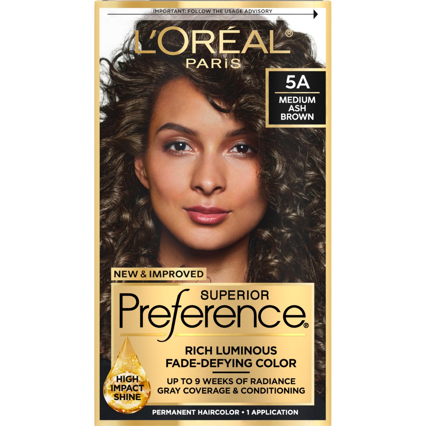L'Oreal Paris Superior Preference Fade-Defying + Shine Permanent Hair Color, 5A Medium Ash Brown, Pack of 1, Hair Dye