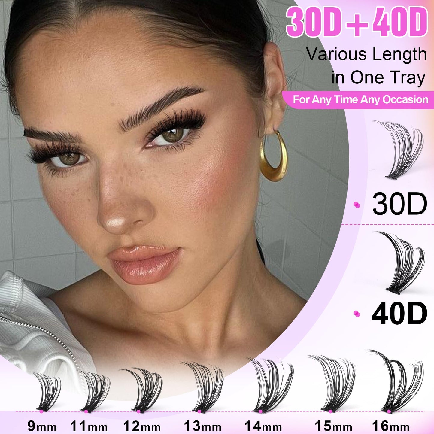 Pawotence Lash Extension Kit DIY 280pcs Individual 30D 40D Cluster, Eyelash Bond and Seal, Lash Remover & Tweezers for Self Use, Black (30D&40D, 9-16mm, All Kit)