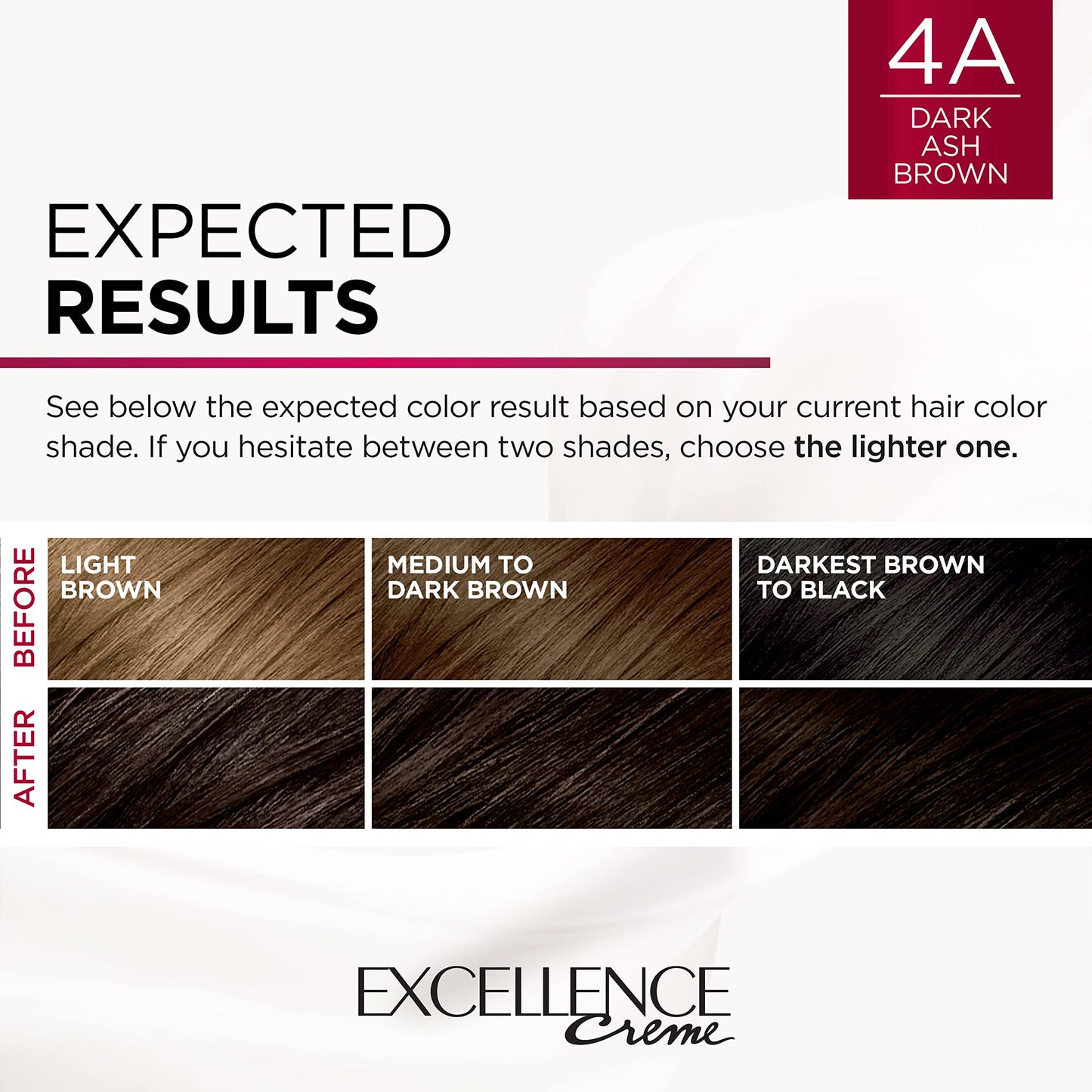 L'Oreal Paris Excellence Creme Permanent Hair Color, 4a Dark Ash Brown, 100 percent Gray Coverage Hair Dye, Pack of 2
