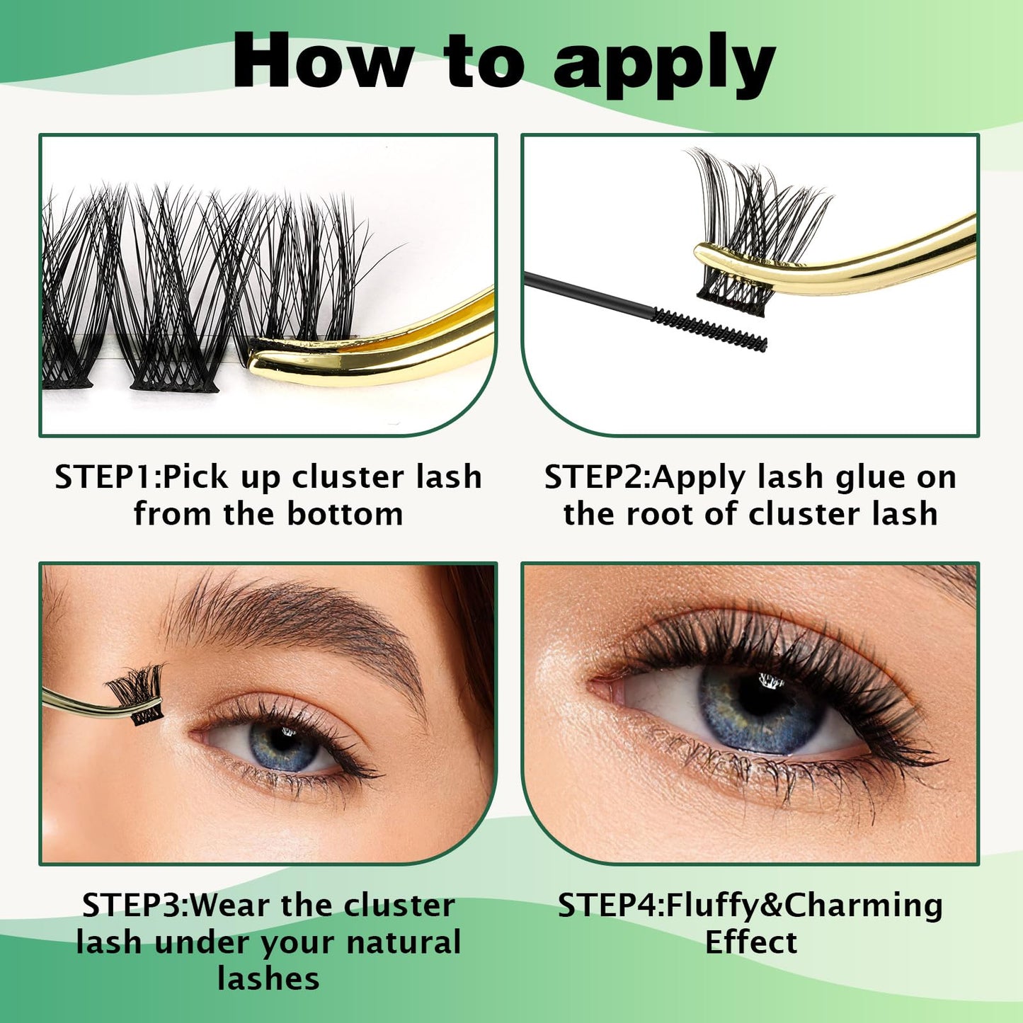KEYYOU Volume Wispy Lash Extension 96pcs Individual Lashes D Curl 14mm Soft&Comfortable Easy DIY at Home (Y18, D-14mm)