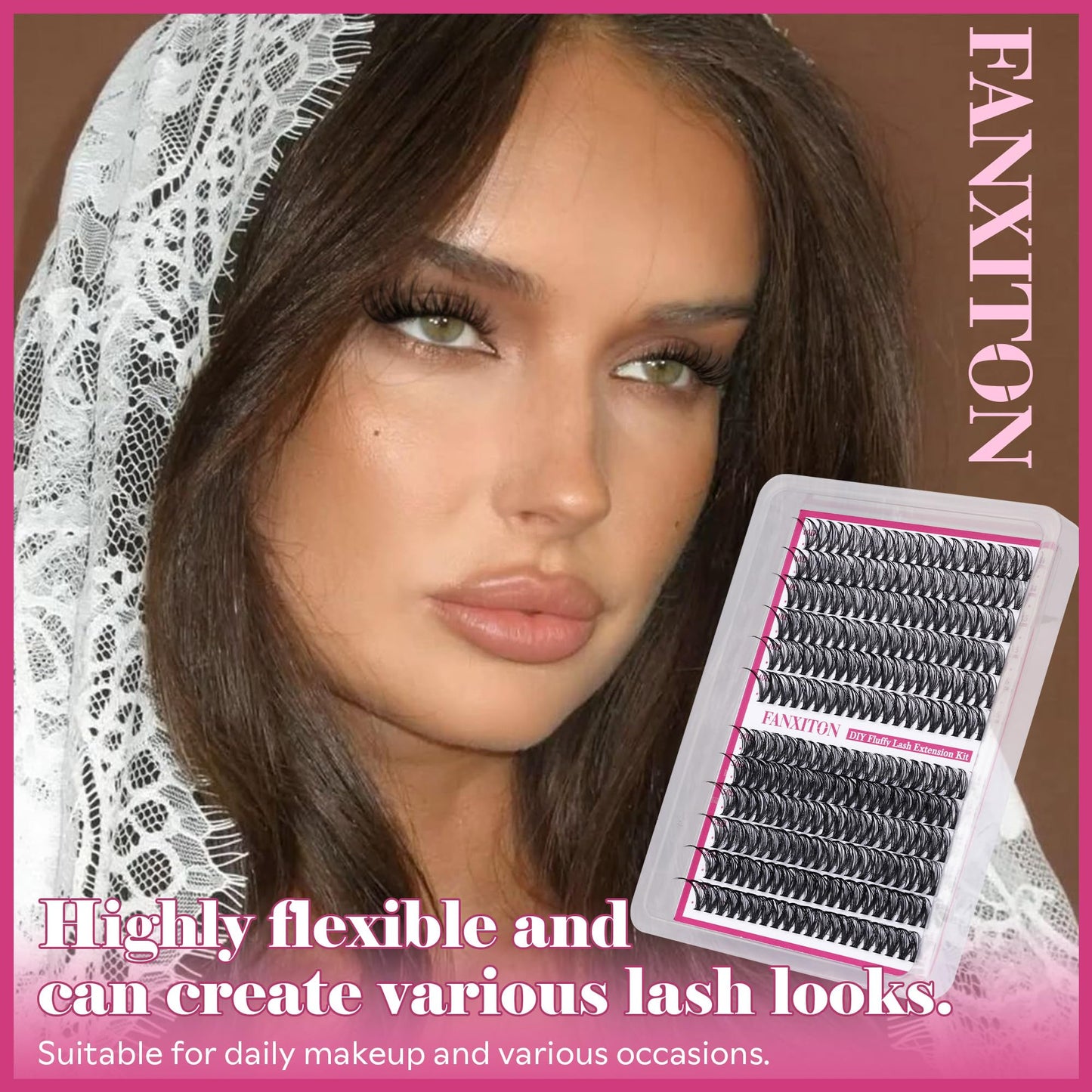 Cluster Lashes 240 pcs Wispy Lash Clusters D Natural Eyelashes Extensions 14-16mm Mix 40D+50D Individual Lashes with Lash Bond and Seal Tweezers Thin Band Eyelashes Cluster for DIY Lash Extension