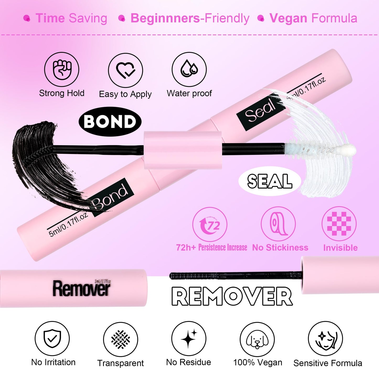 Pawotence Lash Extension Kit DIY 280pcs Individual 30D 40D Cluster, Eyelash Bond and Seal, Lash Remover & Tweezers for Self Use, Black (30D&40D, 9-16mm, All Kit)