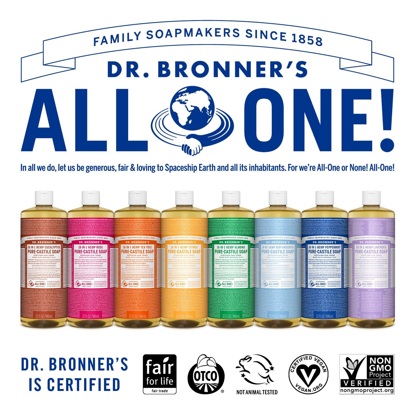Dr. Bronner's Magic Soap - Pure-Castile Liquid Soap (Eucalyptus, 32 ounce, 2-Pack) -Regenerative Organic Certified Oils, 18-in-1 Uses: Body, Hair, Laundry, Pets & Dishes, Concentrated, Vegan, Non-GMO
