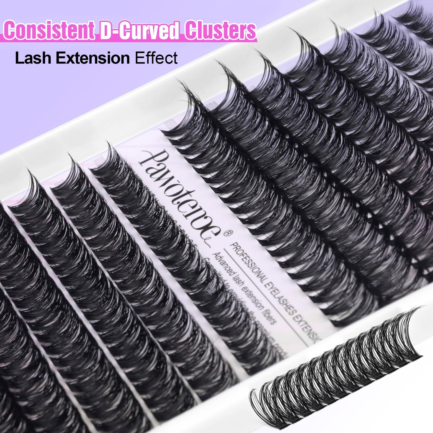Pawotence Lash Clusters 280pcs Cluster Eyelash Extensions 40D 50D Eyelash Clusters Lash Extension 8-16mm Individual Lashes for Self Application at Home (40D&50D, 0.07D, 8-16mm)
