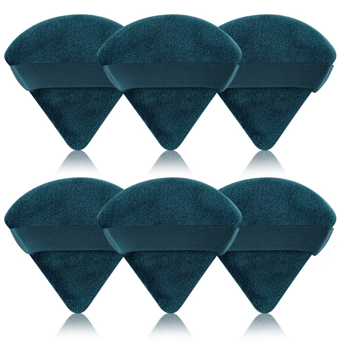 Pimoys 6 Pieces Powder Puff Face Soft Triangle Makeup Puff for Loose Powder Body Powder, Cosmetic Foundation Sponge Velour Setting Powder Puff(Peacock Blue)