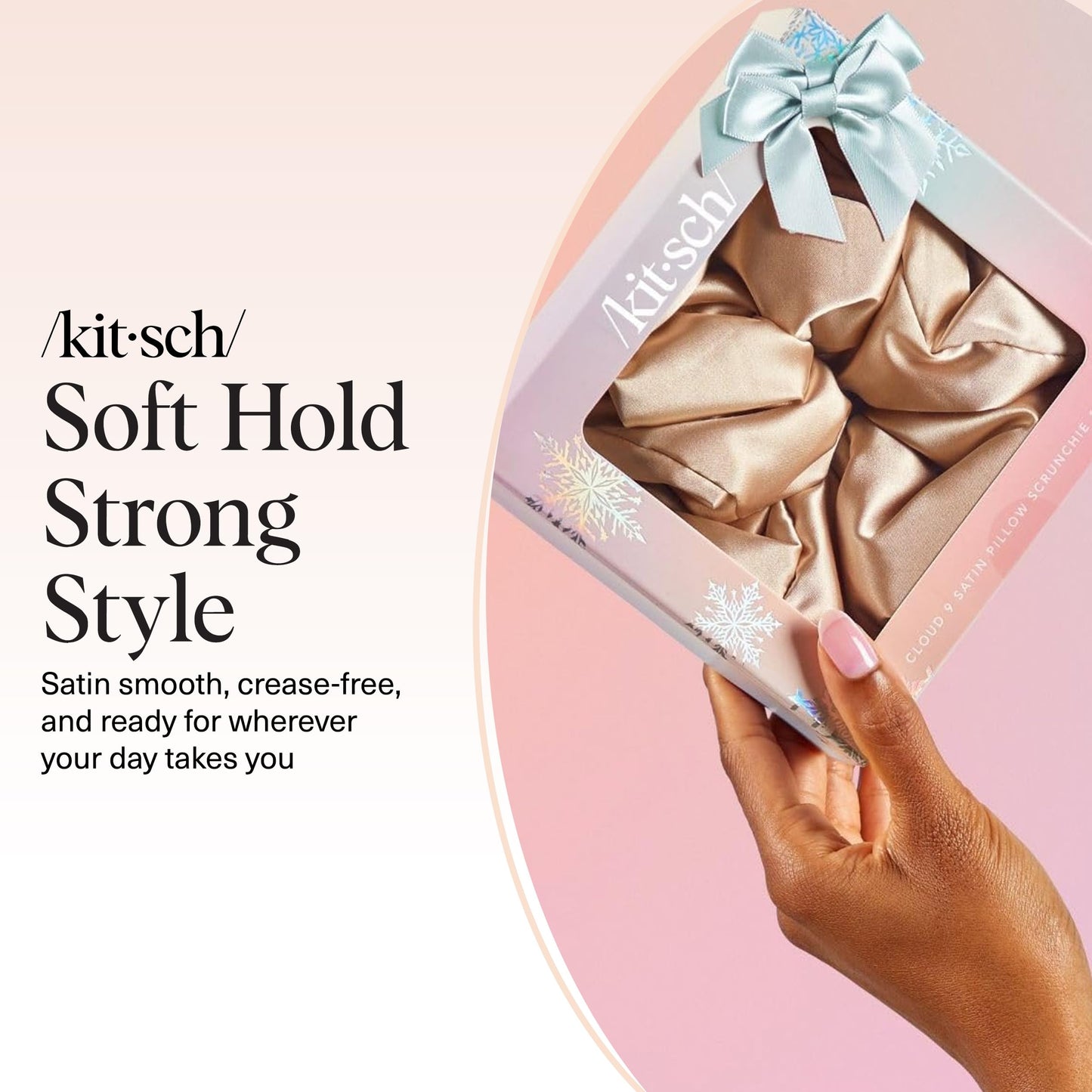 Kitsch Satin Scrunchies For Women - Softer Than Silk Scrunchies, No Crease Hair Ties, Soft Hair Accessories - Perfect For Day And Night Hairstyles - 1pc, Champagne