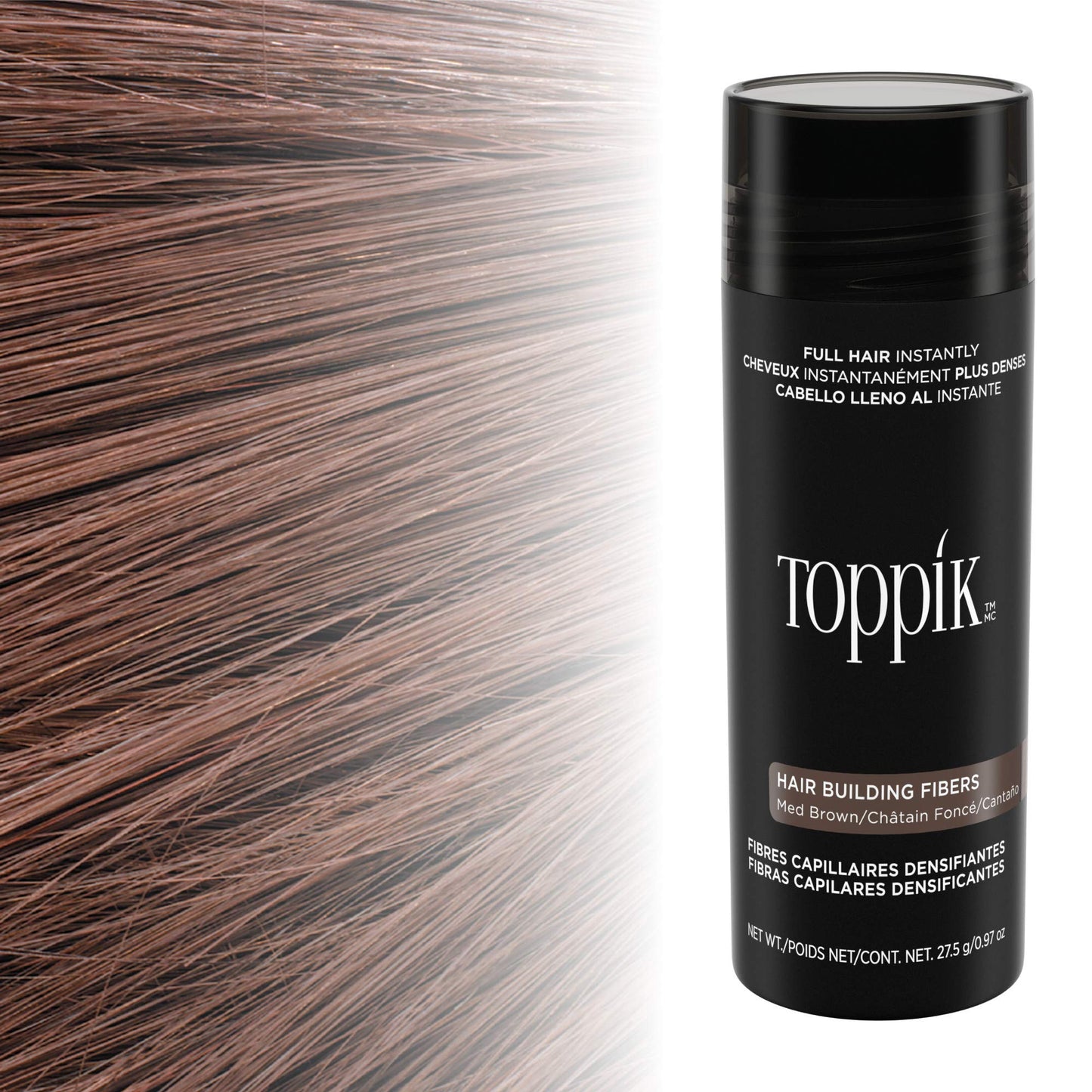 Toppik Hair Building Fibers, Medium Brown, 55g Fill In Fine or Thinning Hair, Instantly Thicker, Fuller Looking, 9 Shades for Men & Women, Keratin Protein Formula