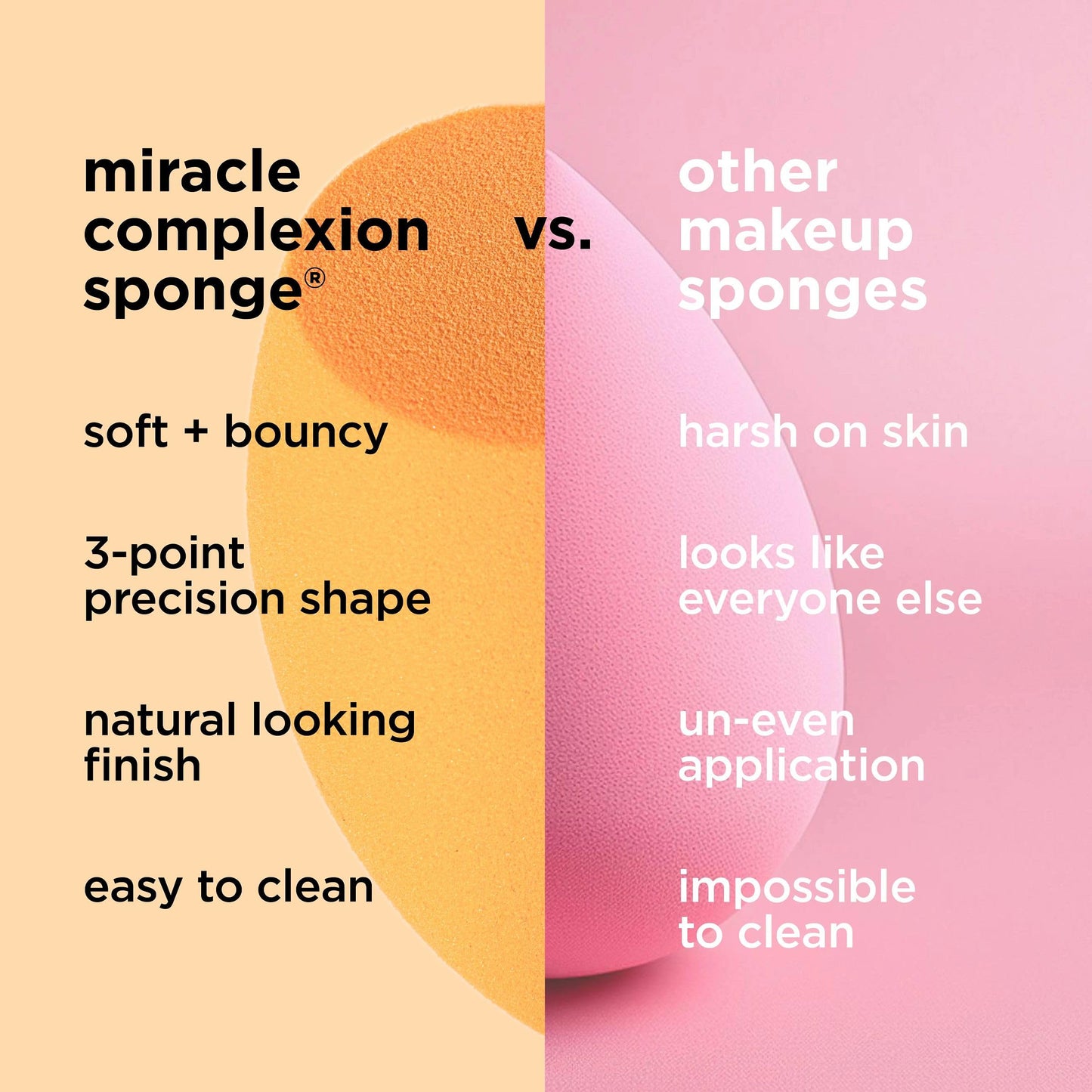 Real Techniques Miracle Complexion Sponge, Makeup Blending Sponge, For Liquid & Cream Foundation, Offers Light To Medium Coverage, Natural, Dewy Makeup, Orange Sponge, Latex-Free Foam, 1 Count