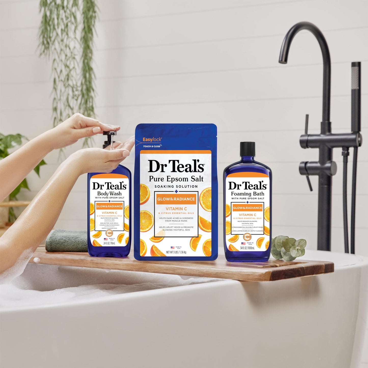 Dr Teal's Glow & Radiance with Vitamin C & Citrus Essential Oils Body Wash 24oz Pack of 2