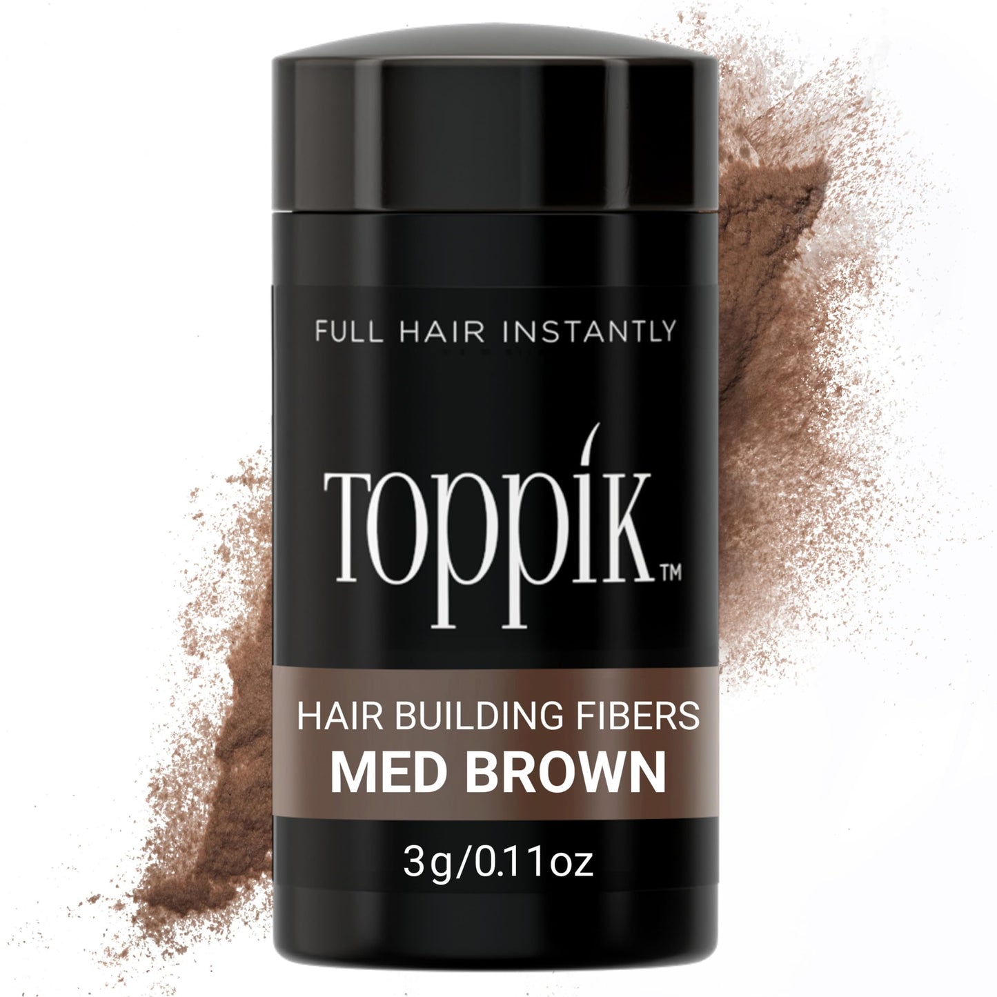 Toppik Hair Building Fibers, Medium Brown, 3g Fill In Fine or Thinning Hair, Instantly Thicker, Fuller Looking, 9 Shades for Men & Women, Keratin Protein Formula