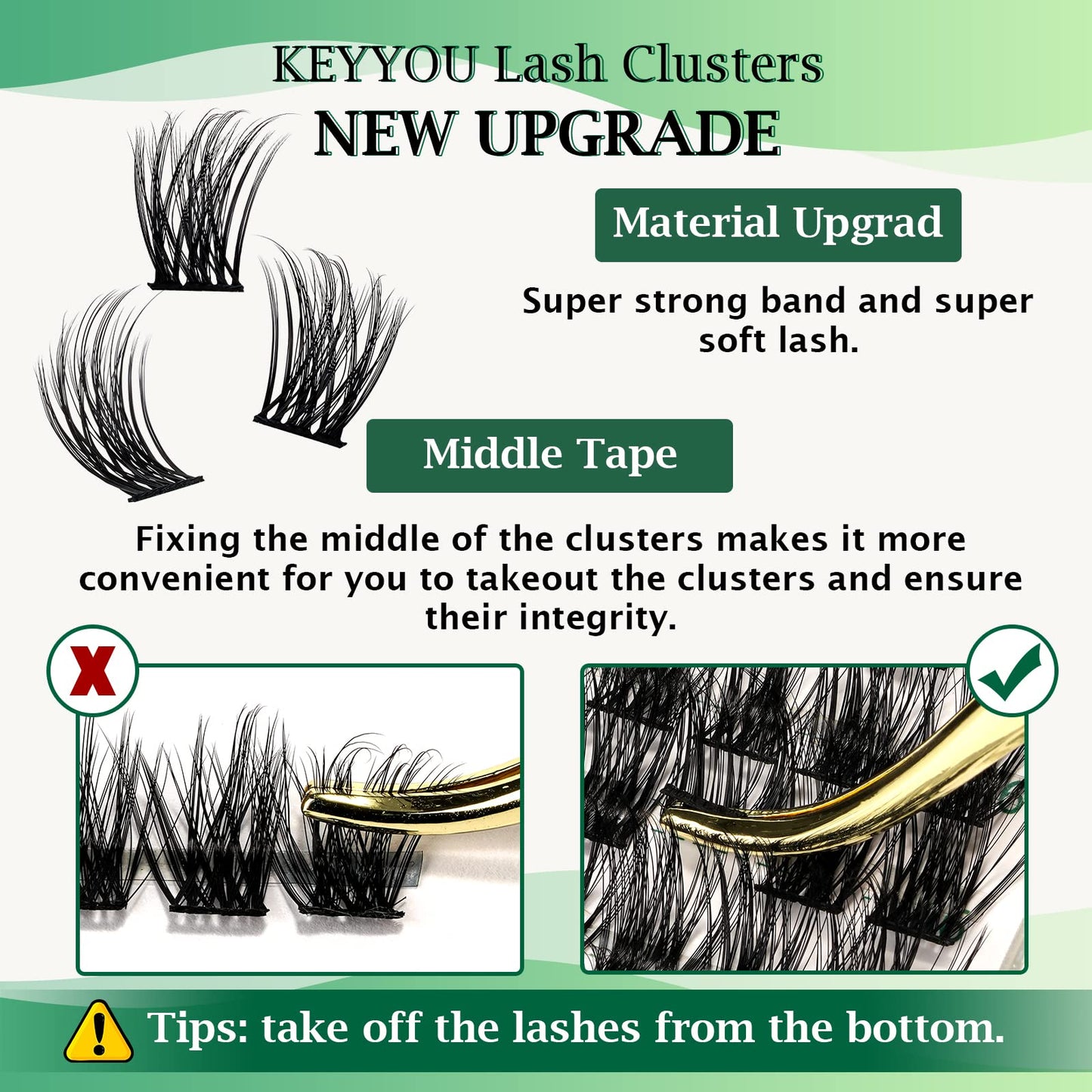 Lash Clusters 96pcs Individual Lashes Y08 D Curl 10mm Cluster Lashes KEYYOU Volume Wispy Lash Extension Soft&Comfortable Easy DIY at Home(Y08 D-10mm)