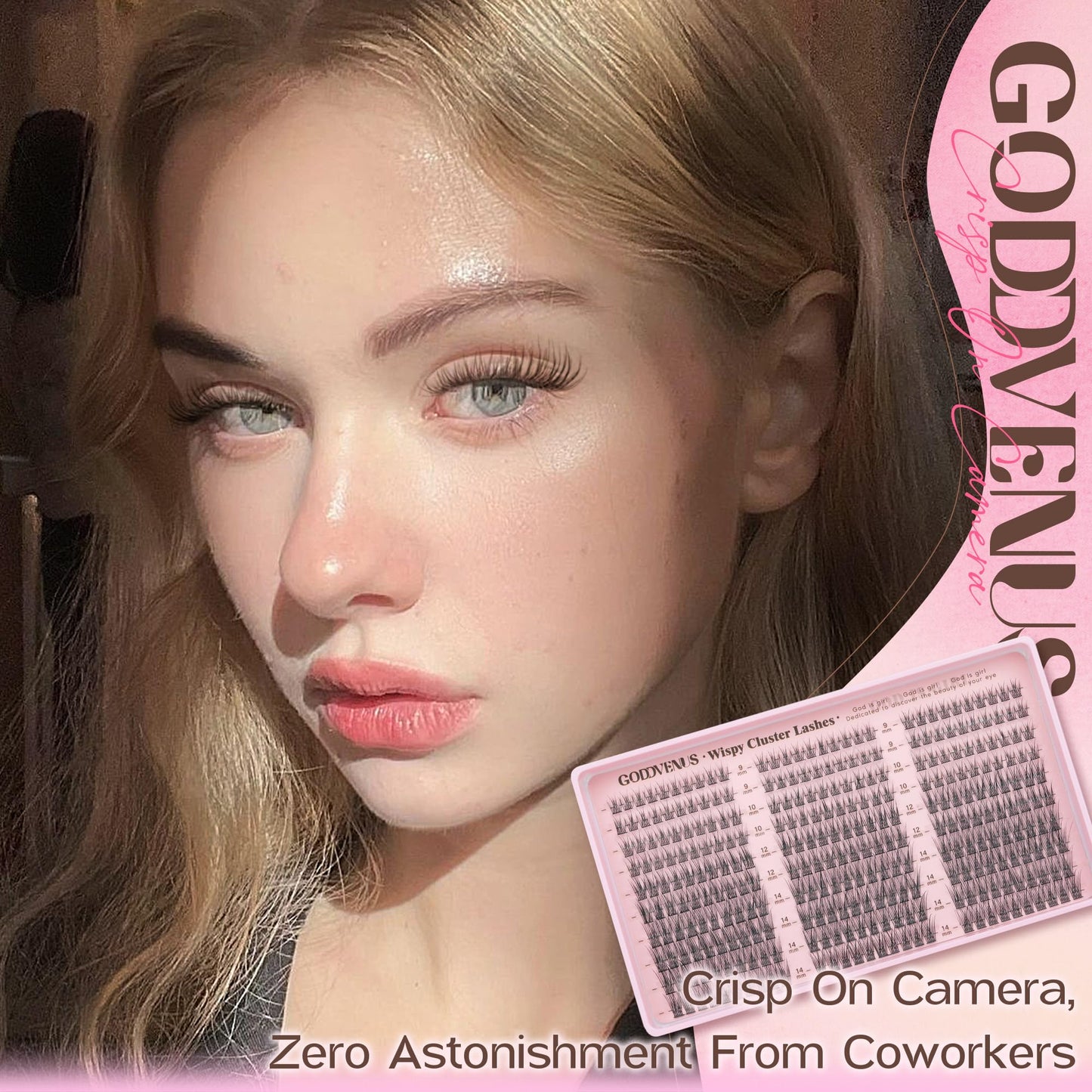 Goddvenus Lash Clusters Wispy 9-14mm Eyelash Clusters Natural DIY Cluster Eyelash Extensions Lash Individual 300pcs Short C Curve