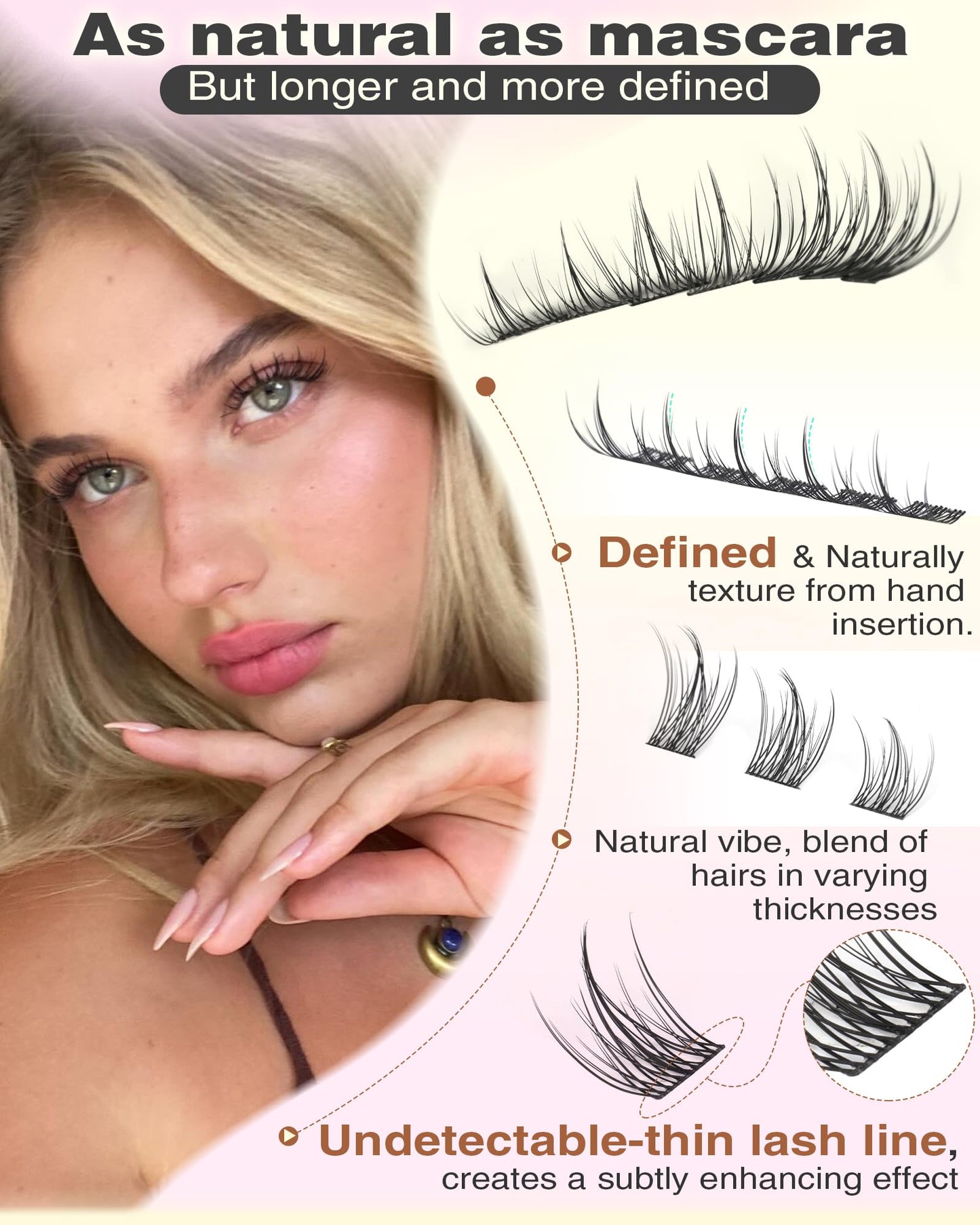 Goddvenus Natural Lash Clusters Wispy Manga Eyelash Clusters Fairy Lash Extension C Curl Cluster Eyelashes Extensions 180pcs