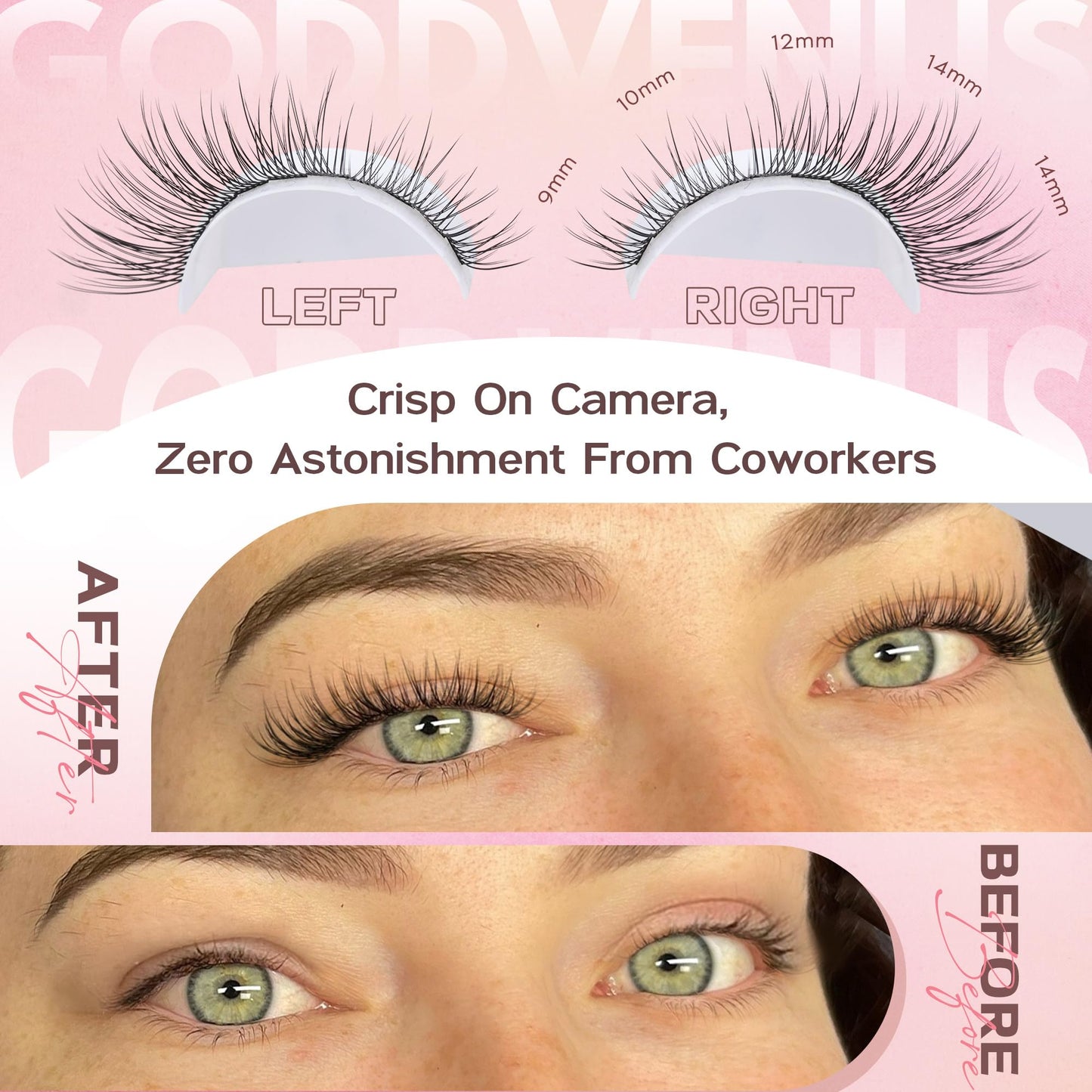 Goddvenus Lash Clusters Wispy 9-14mm Eyelash Clusters Natural DIY Cluster Eyelash Extensions Lash Individual 300pcs Short C Curve