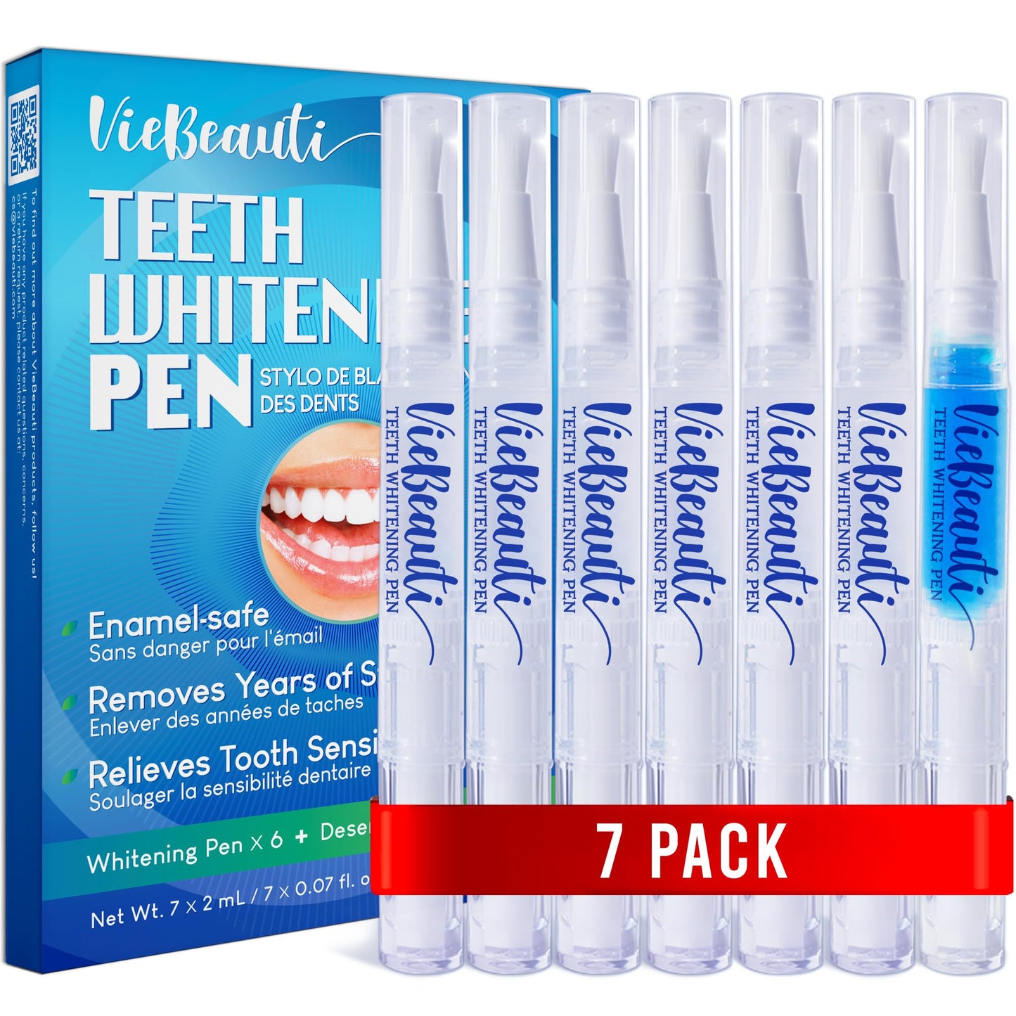 Teeth Whitening Pen Gel Kit: 35% Carbamide Peroxide Gel for Stain Removal - No Sensitivity with Remineralizing Pen for a Brighter Whiter Smile Mild Mint (7 Pack)
