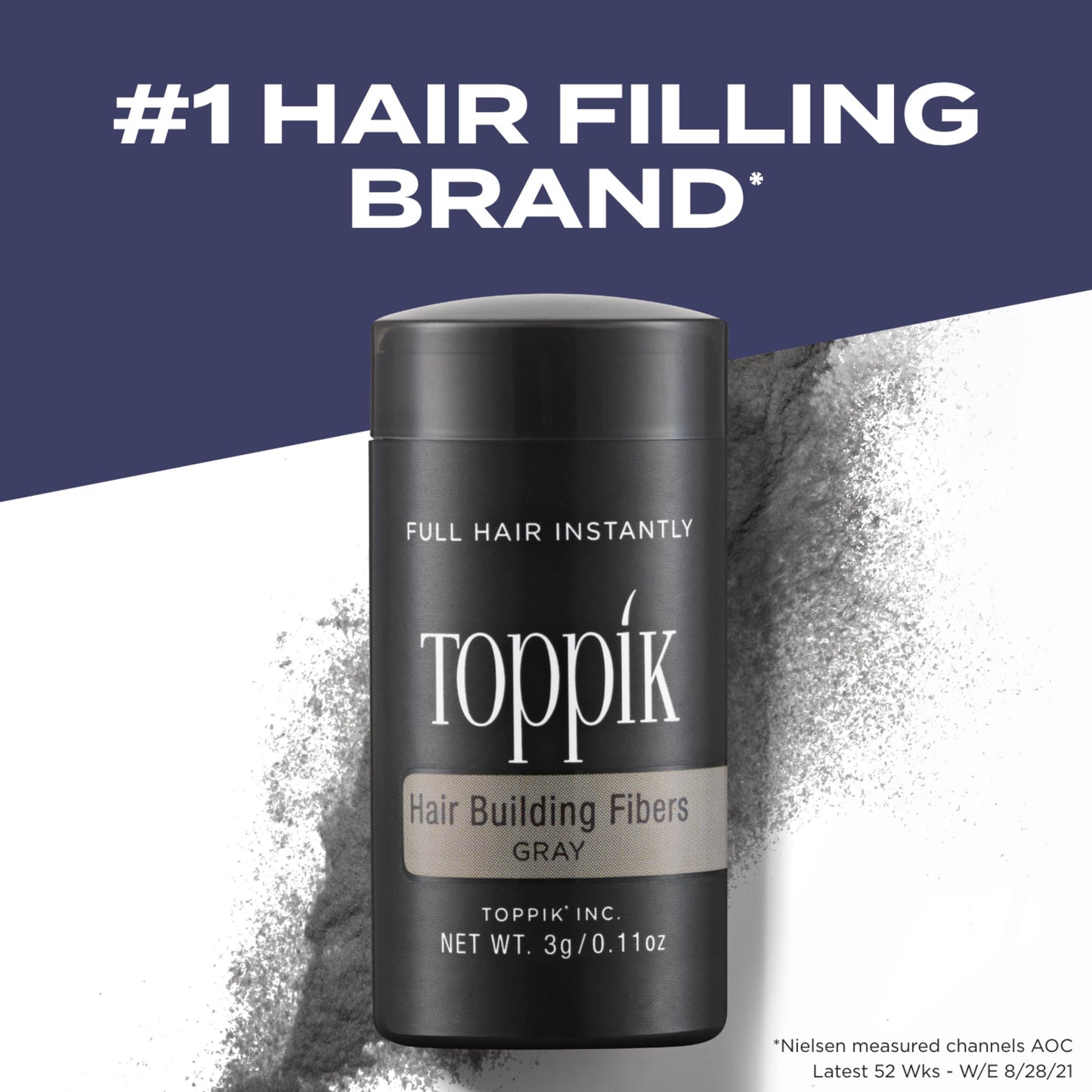Toppik Hair Building Fibers, Gray, 12g Fill In Fine or Thinning Hair, Instantly Thicker, Fuller Looking, 9 Shades for Men & Women, Keratin Protein Formula