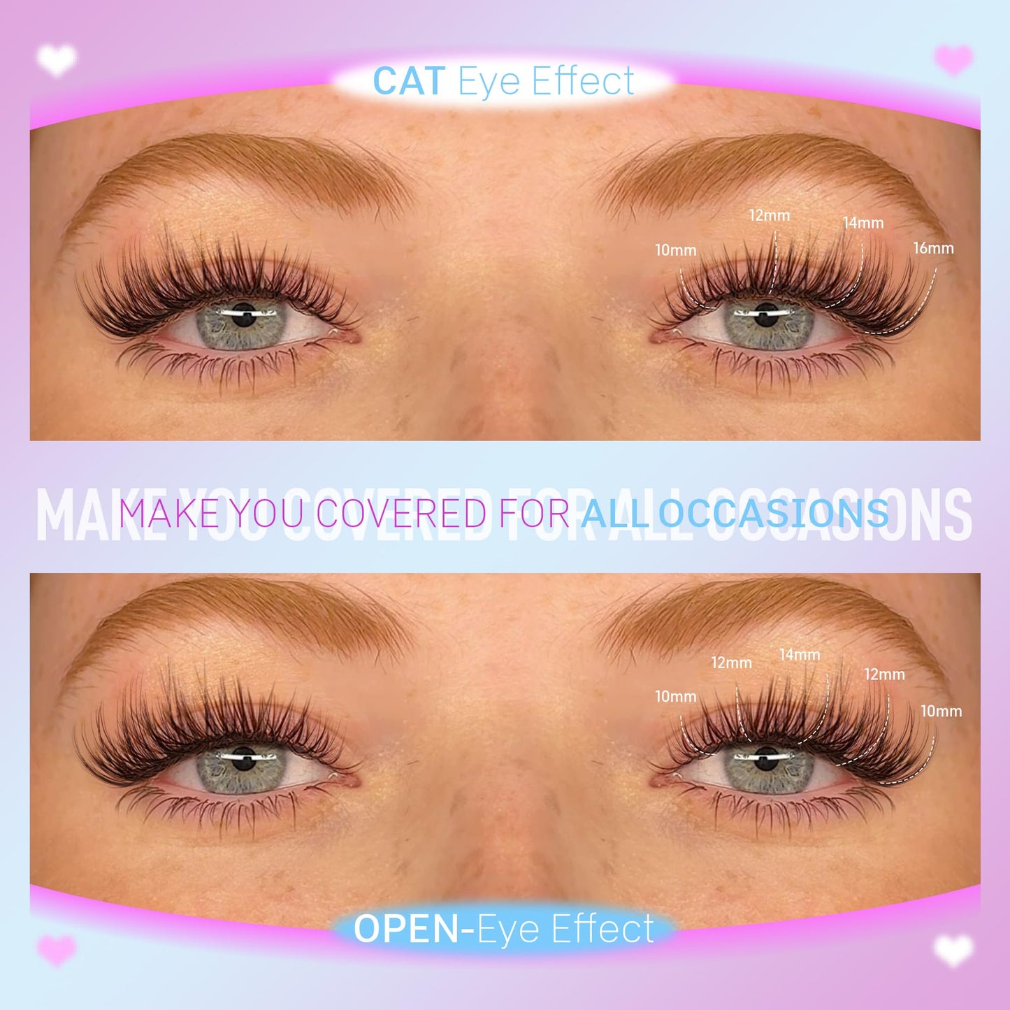 Pawotence Wispy Lash Clusters Natural Cluster Lashes Extension DIY Natural Eyelash Clusters Extension 10-16mm Individual Lashes False Eyelashes Wispy Soft Cluster Eyelash Extensions