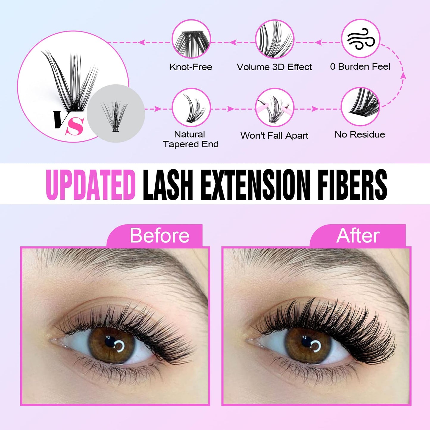 Pawotence Lash Clusters Kit Cat Eye Lash Extension Kit DIY 9-16mm Cluster Eyelash Extensions Kit 40D Individual Lashes with Lash Bond and Seal, Lash Tweezers for Self Use (Fox 40D, 9-16mm, Kit)