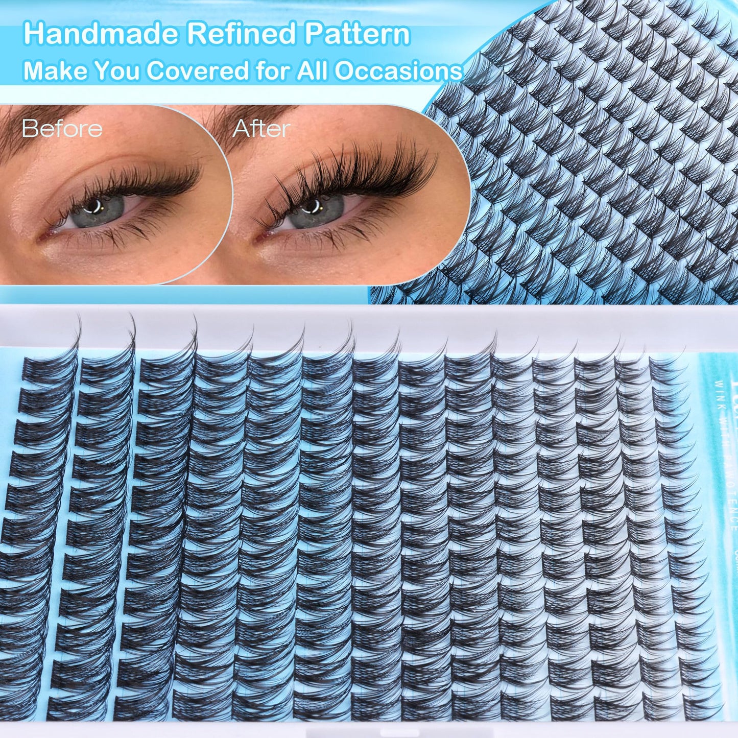 Pawotence Wispy Lash Clusters Natural Cluster Eyelash Extensions 154pcs Individual Lashes 8-16mm Cluster Lashes Extension DIY False Eyelashes Soft Comfortable Natural Eyelash Clusters with Thin Band