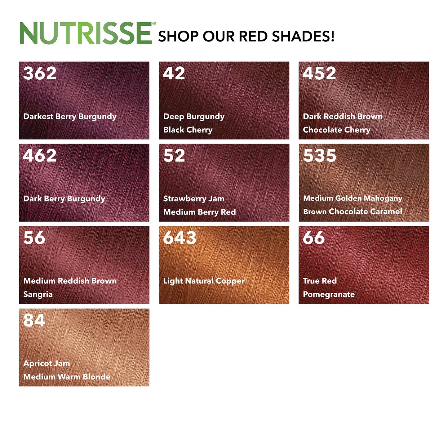 Garnier Hair Color Nutrisse Nourishing Creme, 452 Dark Reddish Brown (Chocolate Cherry) Permanent Hair Dye, 3 Count (Packaging May Vary)