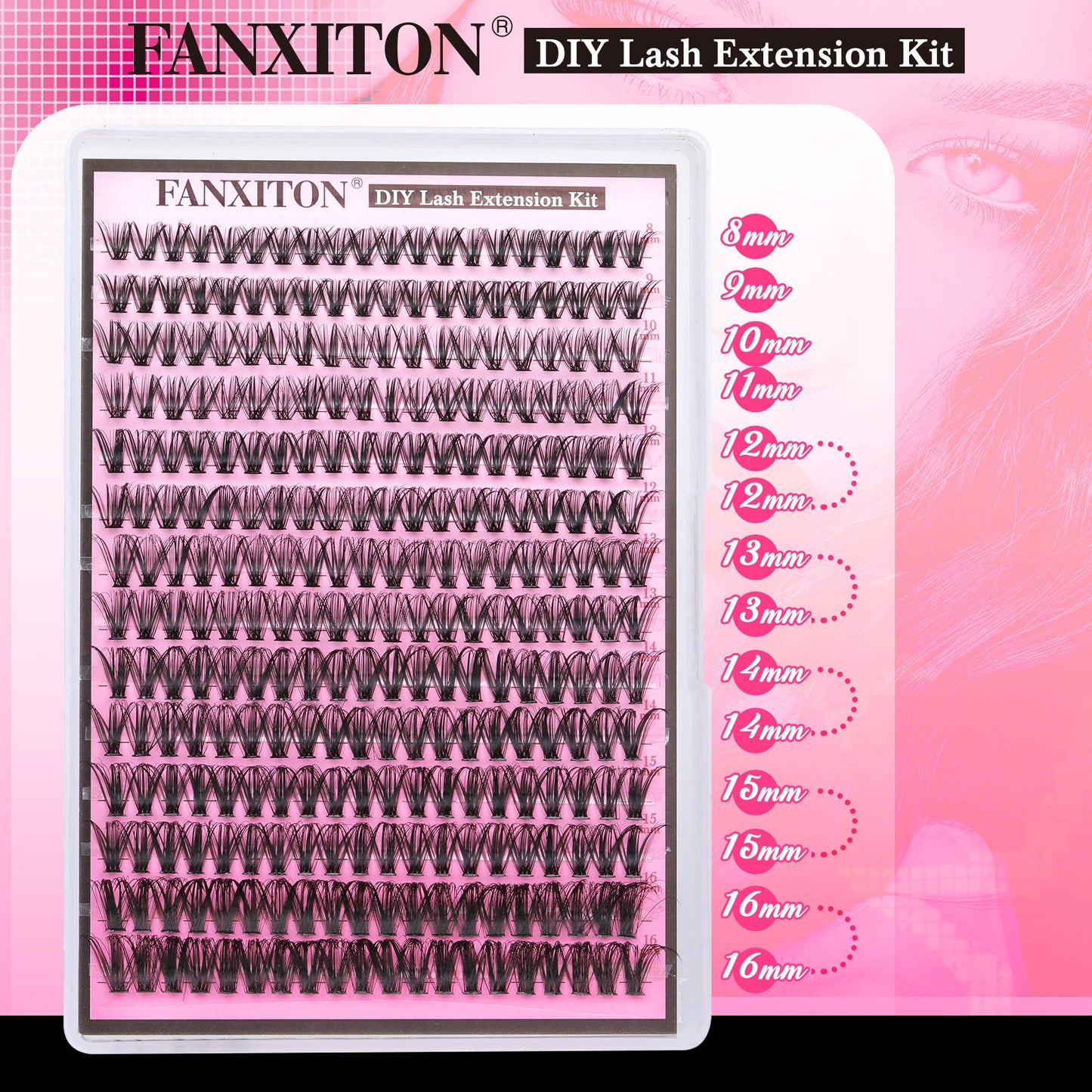 FANXITON Lash Clusters 280 Pcs Wispy Lash Clusters D 8-16 MM Mix Natural Eyelash Clusters 40D Individual Eyelash DIY Lash Extensions at Home(40D)