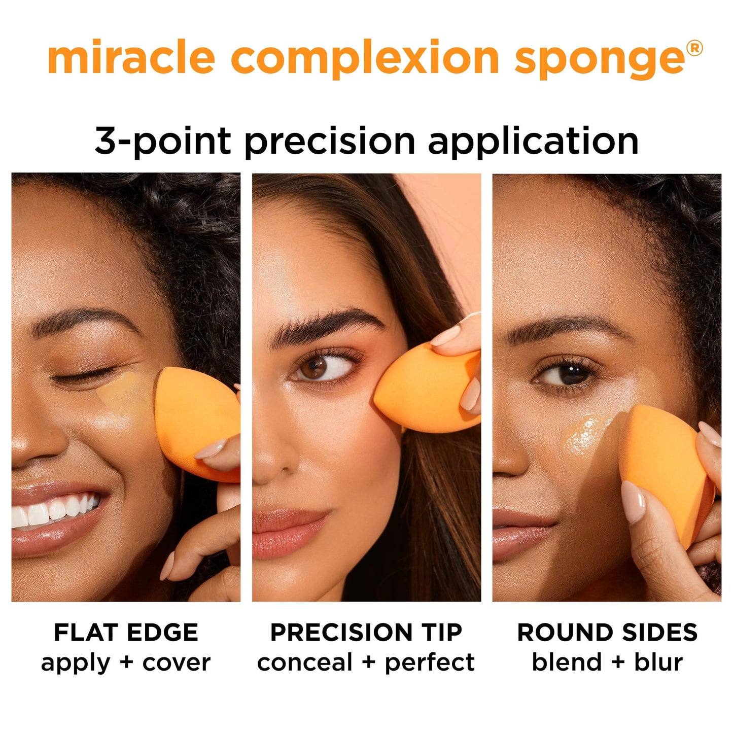 Real Techniques Miracle Complexion Sponge, Makeup Blending Sponge, For Liquid & Cream Foundation, Offers Light To Medium Coverage, Natural, Dewy Makeup, Orange Sponge, Latex-Free Foam, 1 Count