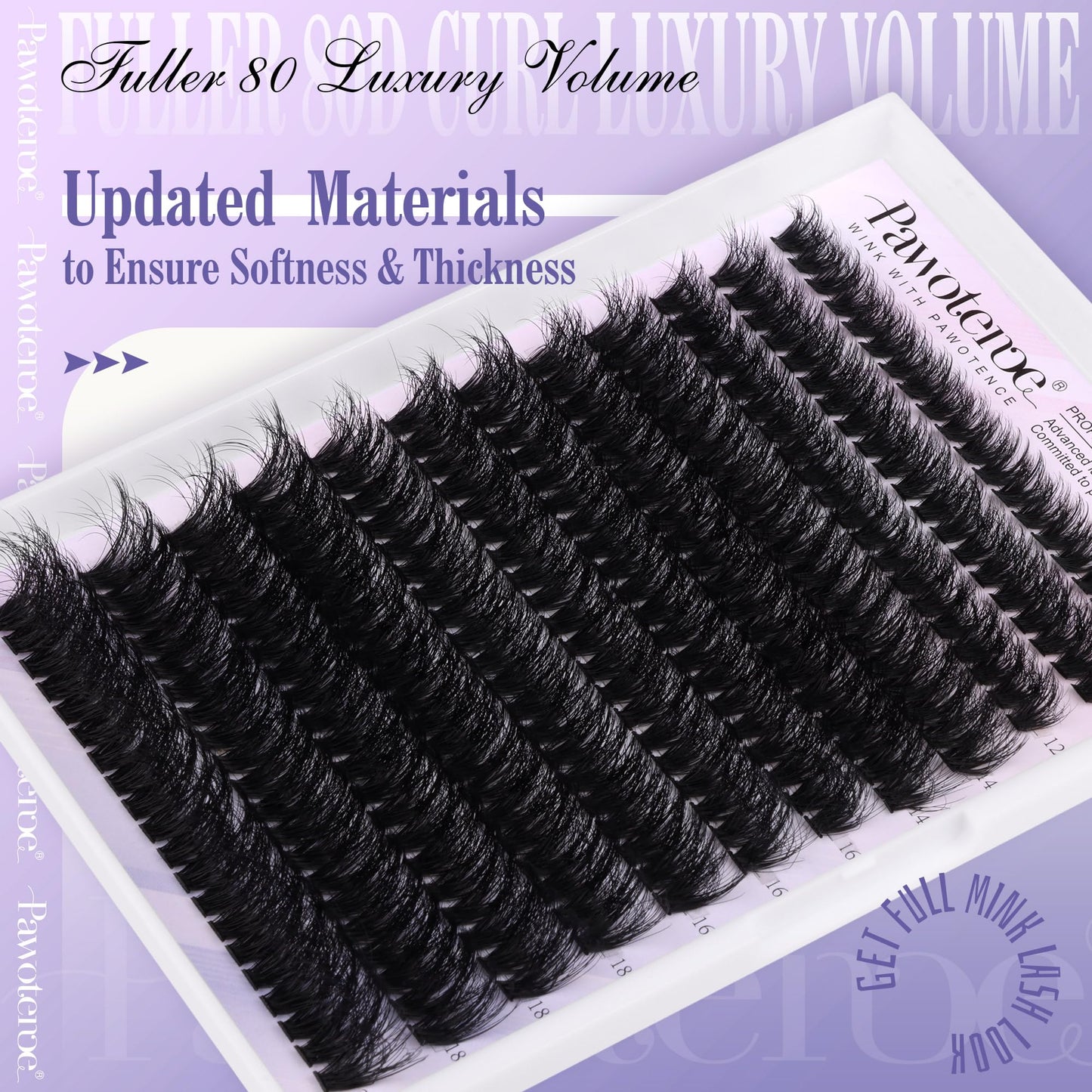 Pawotence Lash Clusters Full 80D Individual Lashes Cluster Eyelash Extensions 10-20mm Mix Eyelash Clusters 240pcs Lash Extension for Self Application (Mink 80D, 0.07D, 10-20mm)
