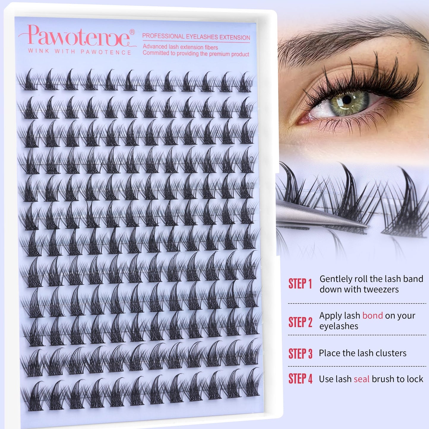 Pawotence Fairy Lash Clusters Natural Eyelash Clusters 10-16mm Manga Lashes Cluster Eyelash Extensions 144pcs Anime Individual Cluster Lashes Wispy for DIY Lash Extension