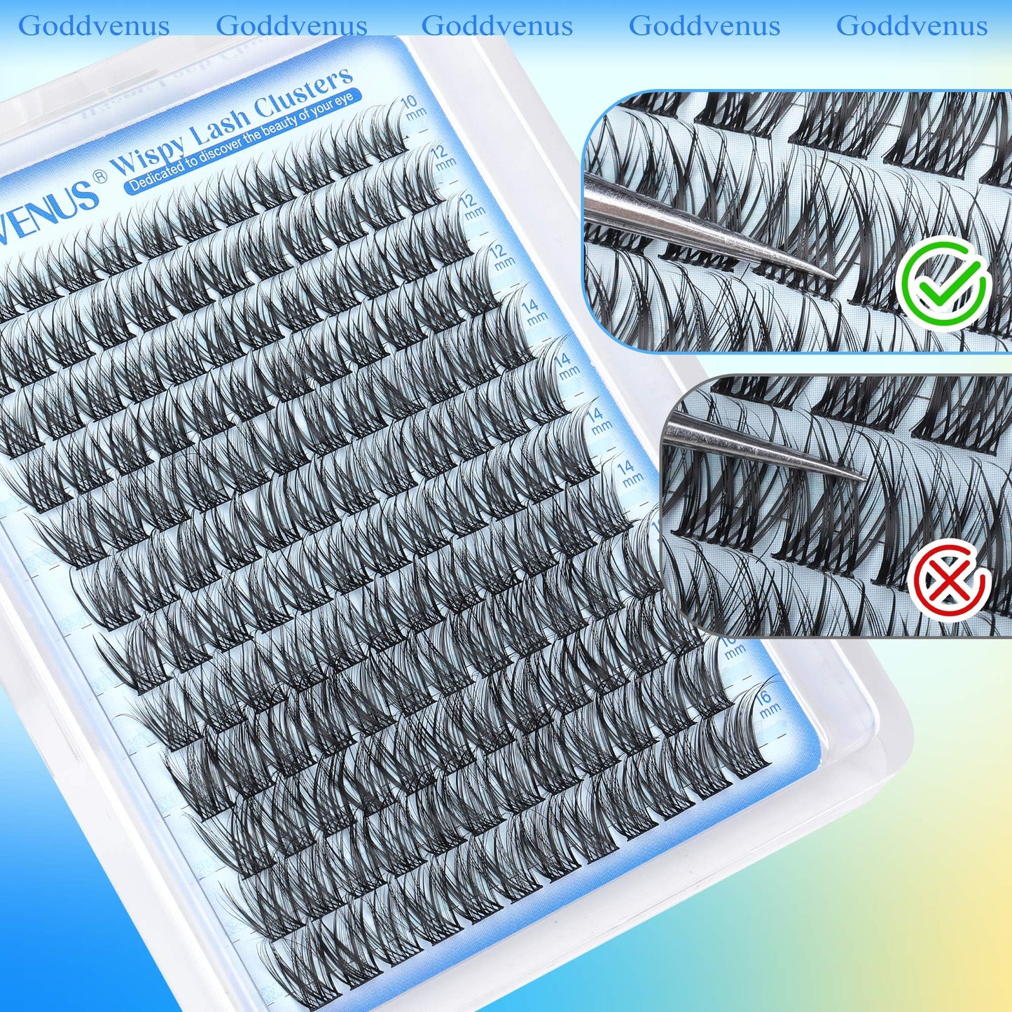 Goddvenus Wispy Lash Clusters Natural Lashes Clusters Wispy Eyelash Clusters CD Curl Cluster Eyelash Extensions DIY Individual Lashes Invisible Band Lash Extension Fluffy Eyelashes Clusters