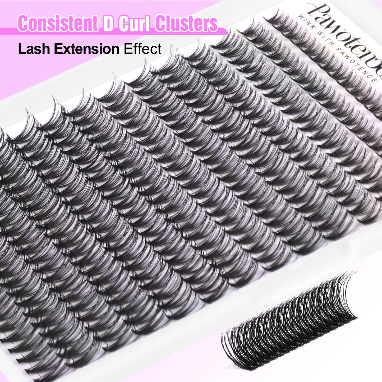 Pawotence Lash Extension Kit DIY 280pcs Individual Lash Clusters Kit 30D Cluster Eyelash Extensions Kit with Lash Bond and Seal, Lash Remover, Lash Tweezers for Self Use (30D, 8-15mm, All Kit)