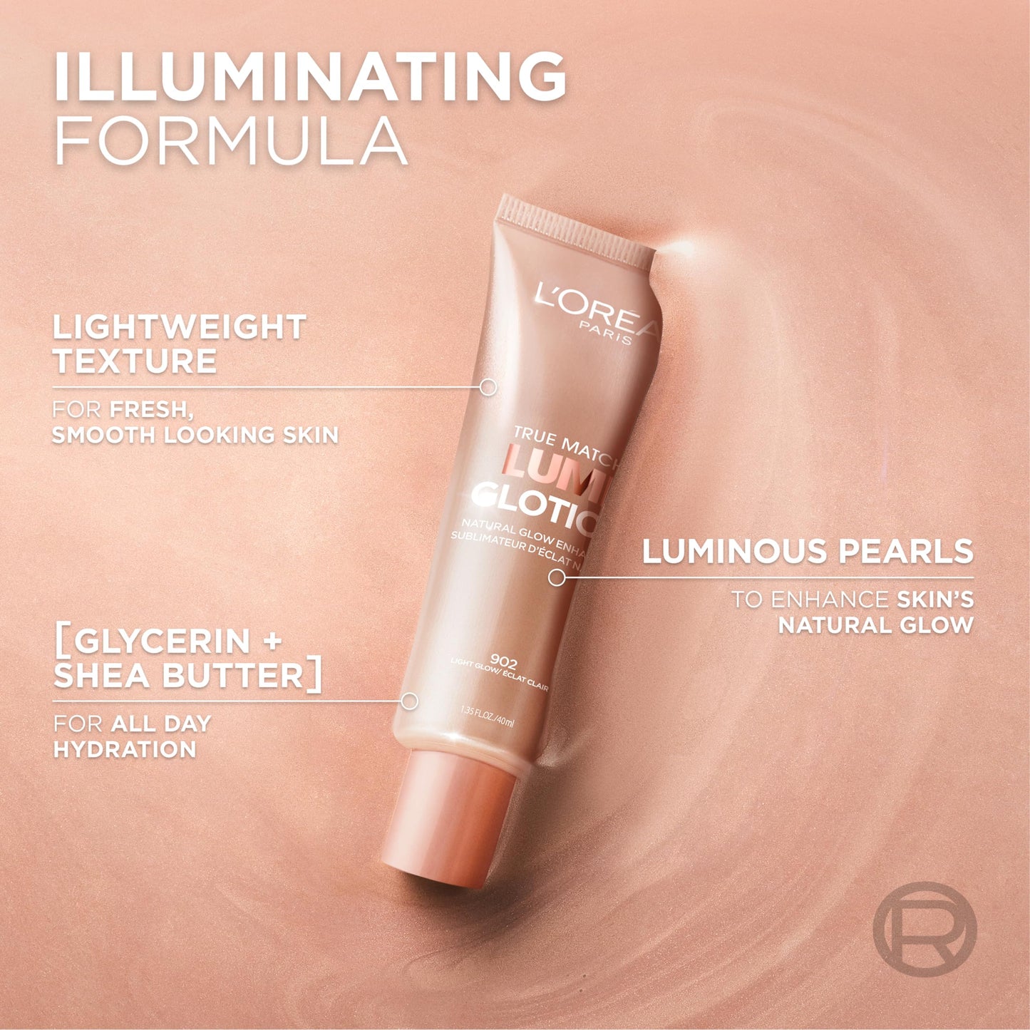 L'Oreal Paris Revitalift 1.5% Pure Hyaluronic Acid Face Serum 1.0 oz + True Match Lumi Glotion Natural Glow Enhancer Lotion, Medium 1.35 fl. oz, 1 kit