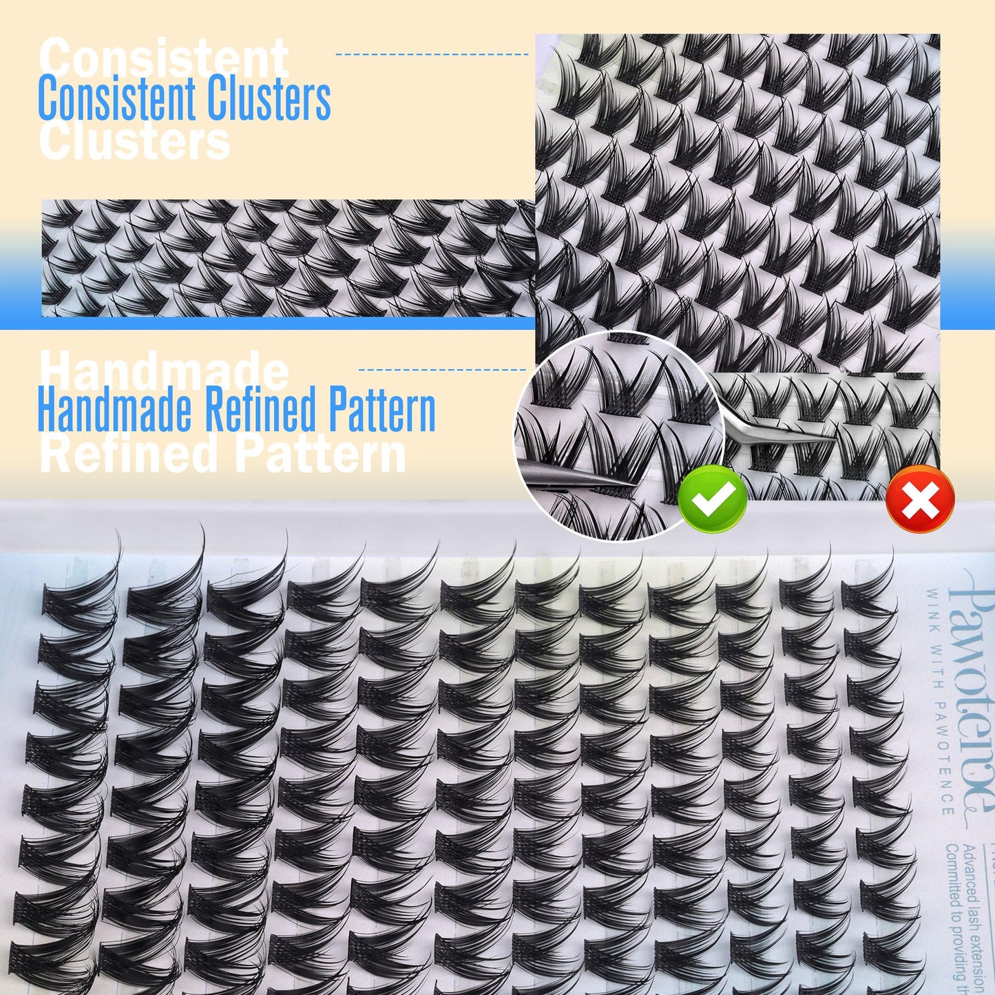 Pawotence Manga Lash Clusters Wispy Cluster Eyelash Extensions 10-16mm Individual Lashes Clusters Spiky Lash Extension DIY False Eyelashes Clusters