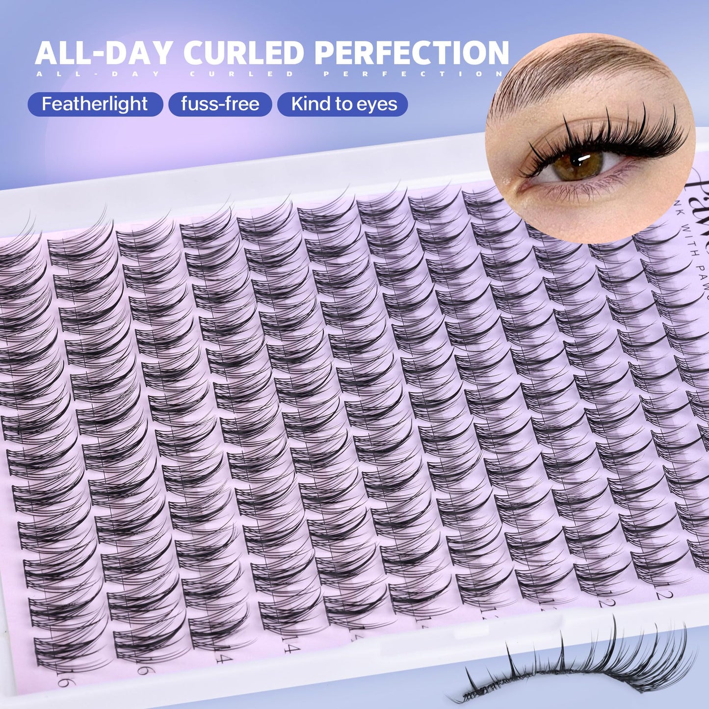 Pawotence Natural Lash Clusters Kit Eyelash Clusters 10-16mm Fairy Cluster Lashes Extension Kit Individual Lashes Cluster Wispy with Lashes Cluster Glue, Tweezers for Cluster Eyelash Extensions Kit