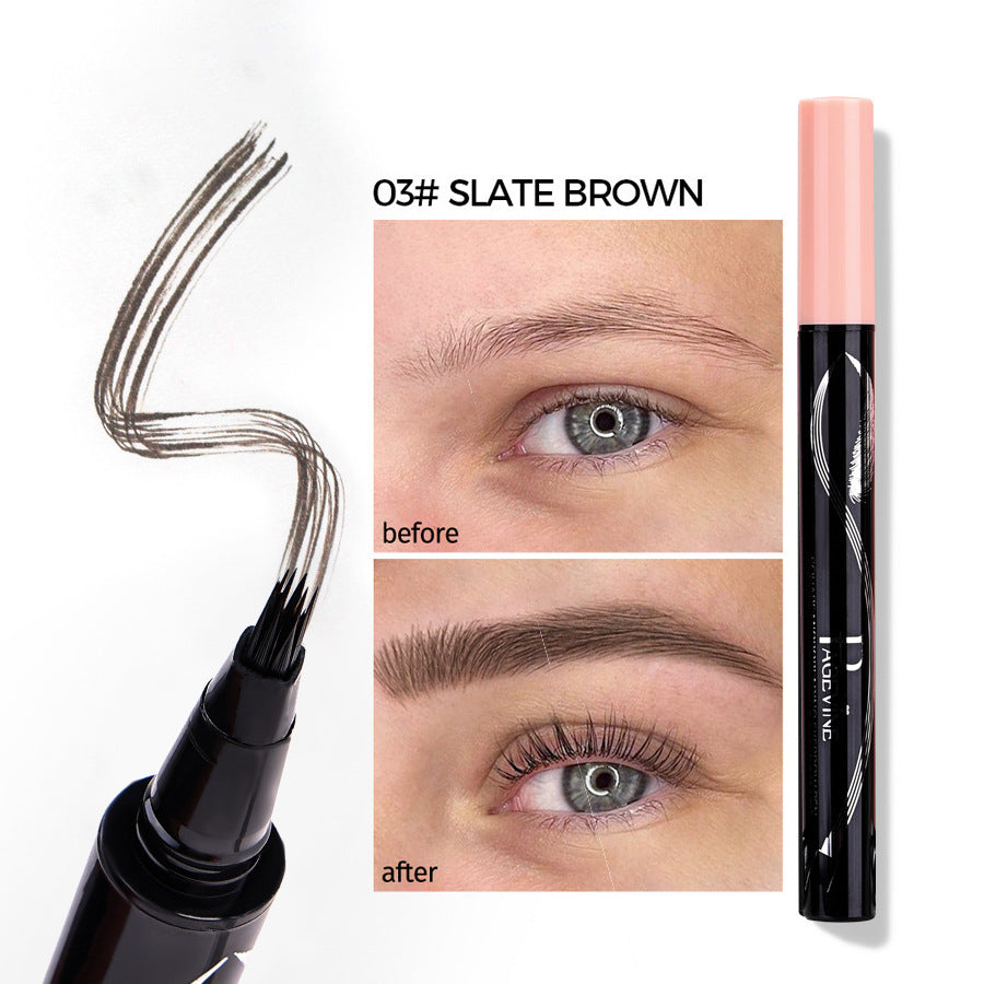 Four-fork Eyebrow Pencil Waterproof And Sweatproof Long Lasting Non Smudge Distinct Look