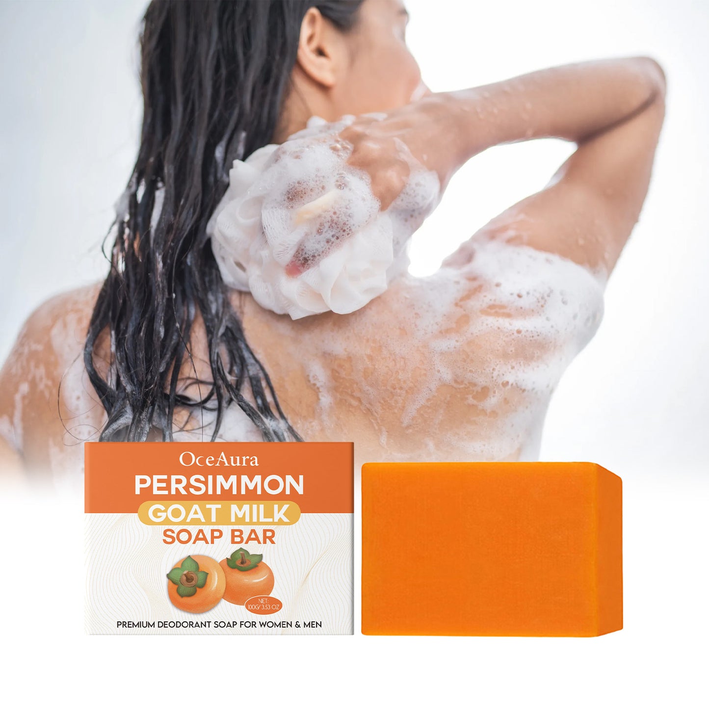 OceAura Persimmon Goat Milk Body Soap Moisturizing, Moisturizing, Gentle Cleansing, Fragrant, Softening, Skin Care Soap