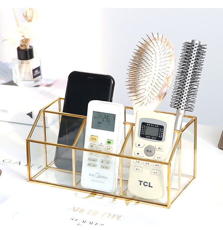 Luxury brass glass cosmetic storage box