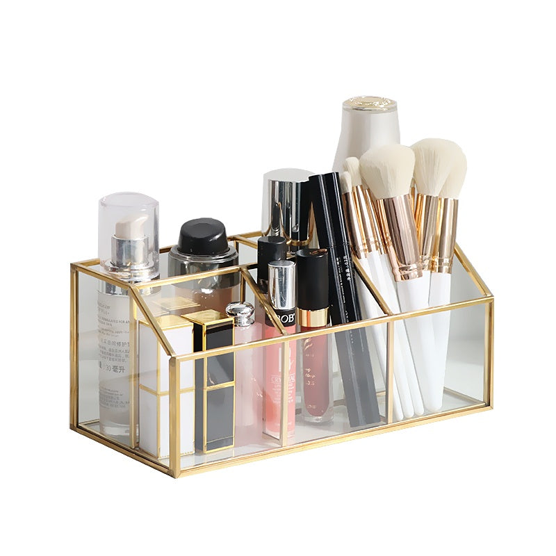 Luxury brass glass cosmetic storage box