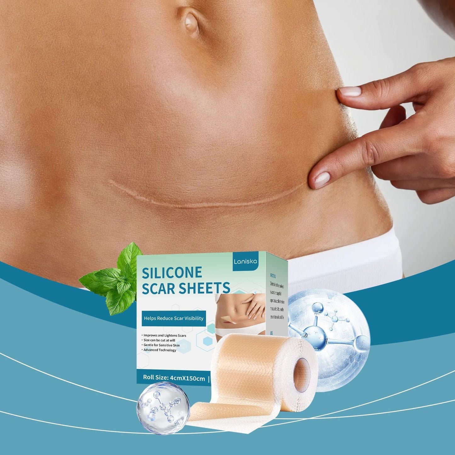 Silicone Care Patches Silicone Scar Sheets Daily Gentle Care Conforms To Body Skin Smooth, Breathable, Comfortable, Nourishing