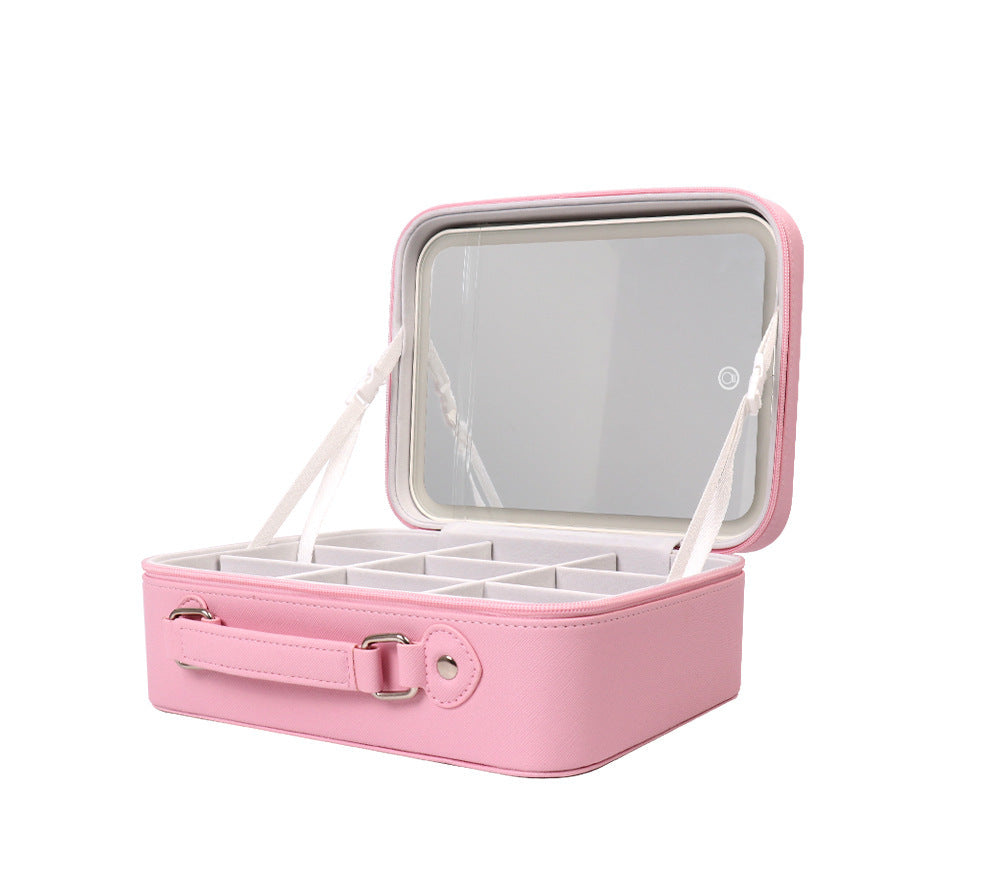 Portable Cosmetic Bag Suitcase With Mirror