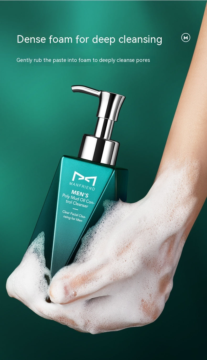 Men's Hydrating And Pore Refining Anti-mite White Clay Oil Control Facial Cleanser