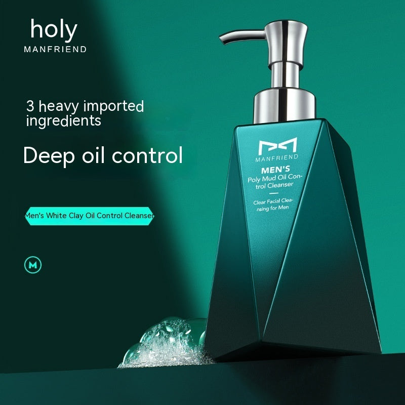 Men's Hydrating And Pore Refining Anti-mite White Clay Oil Control Facial Cleanser