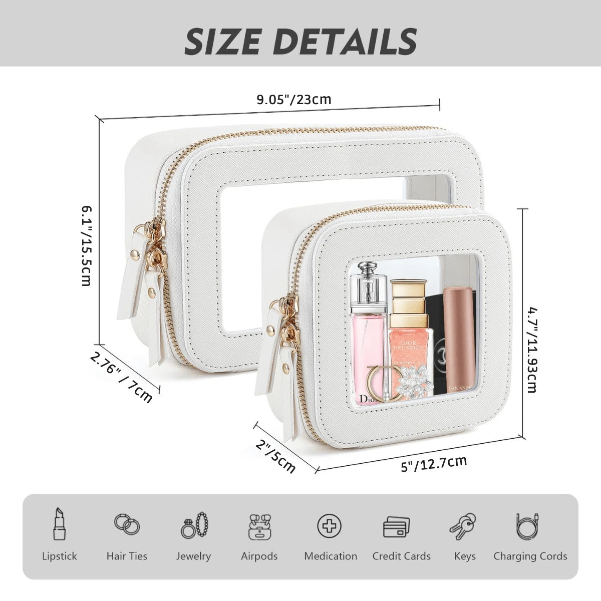 Clear Makeup Bag For Women, Clear Cosmetic Bag Travel Toiletry Bags Makeup Organizer Bag With Detachable Brush Holder Summer Travel, Vacation Home Bathroom Decor Holiday Makeup Organizer Bathroom Acce
