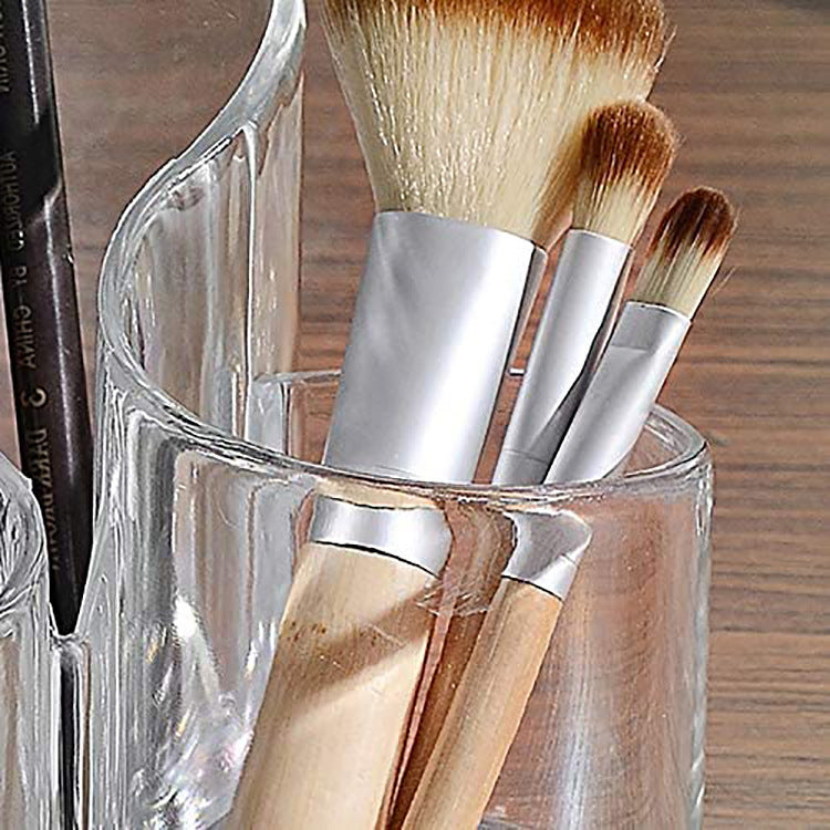 Transparent Acrylic Makeup Brush And Eyebrow Pencil Bucket