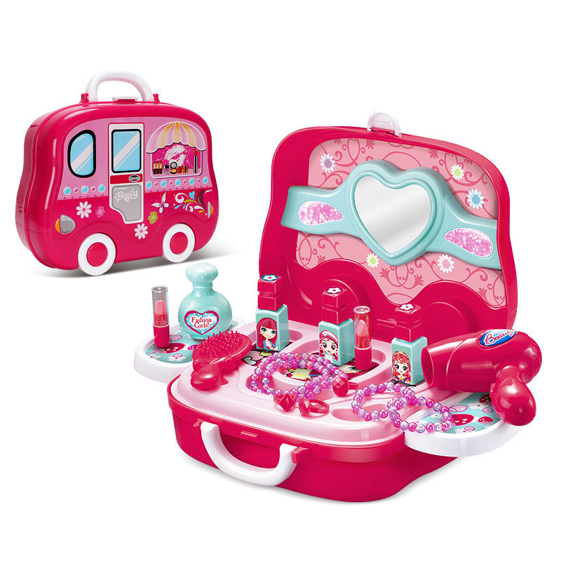 Children Pretend Play Makeup Cosmetic Kit Travel Box
