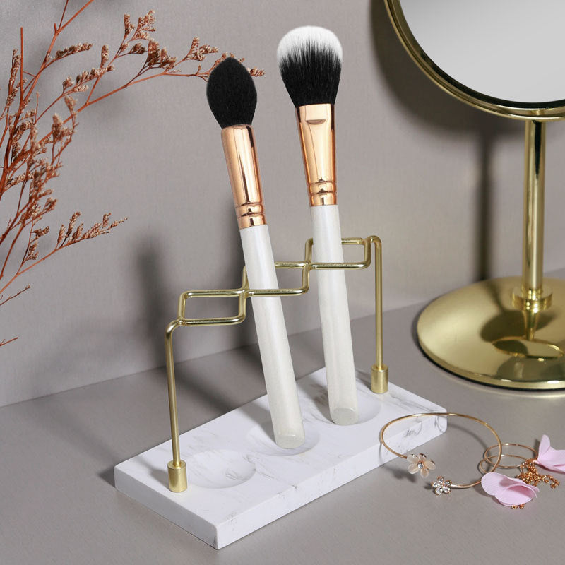 Marbled Makeup Brush And Eyebrow Pencil Storage Rack