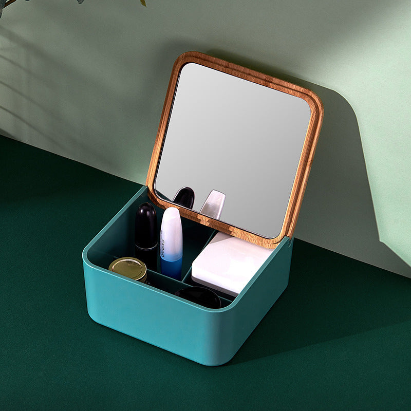 Ladies cosmetic storage box with mirror
