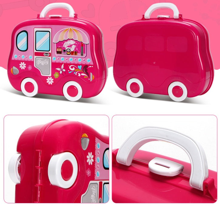 Children Pretend Play Makeup Cosmetic Kit Travel Box