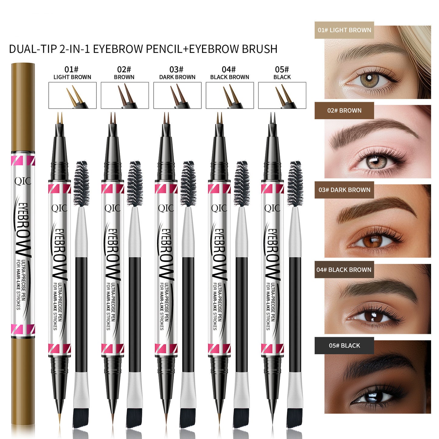 Distinct Look Sweat-proof Long Lasting Fadeless Two-fork Eyebrow Pencil